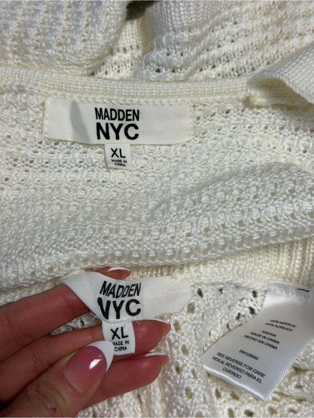 MADDEN NYC Y2K O-RING CROTCHET YELLOW WHITE SHORTS SET BEACH COMFY KNIT SIZE XL - Picture 4 of 4